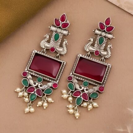 Gemstone Dangle Earrings with Pearls