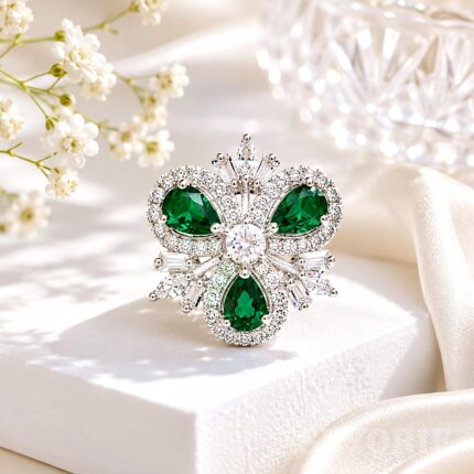 Green Luxe Floral Ring