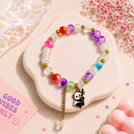 Bamboo Panda Multicolor Beaded Charm Bracelet
