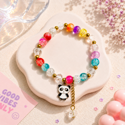 Cute Panda Multicolor Beaded Charm Bracelet