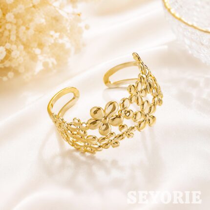 Golden Blossom Cuff Bracelet